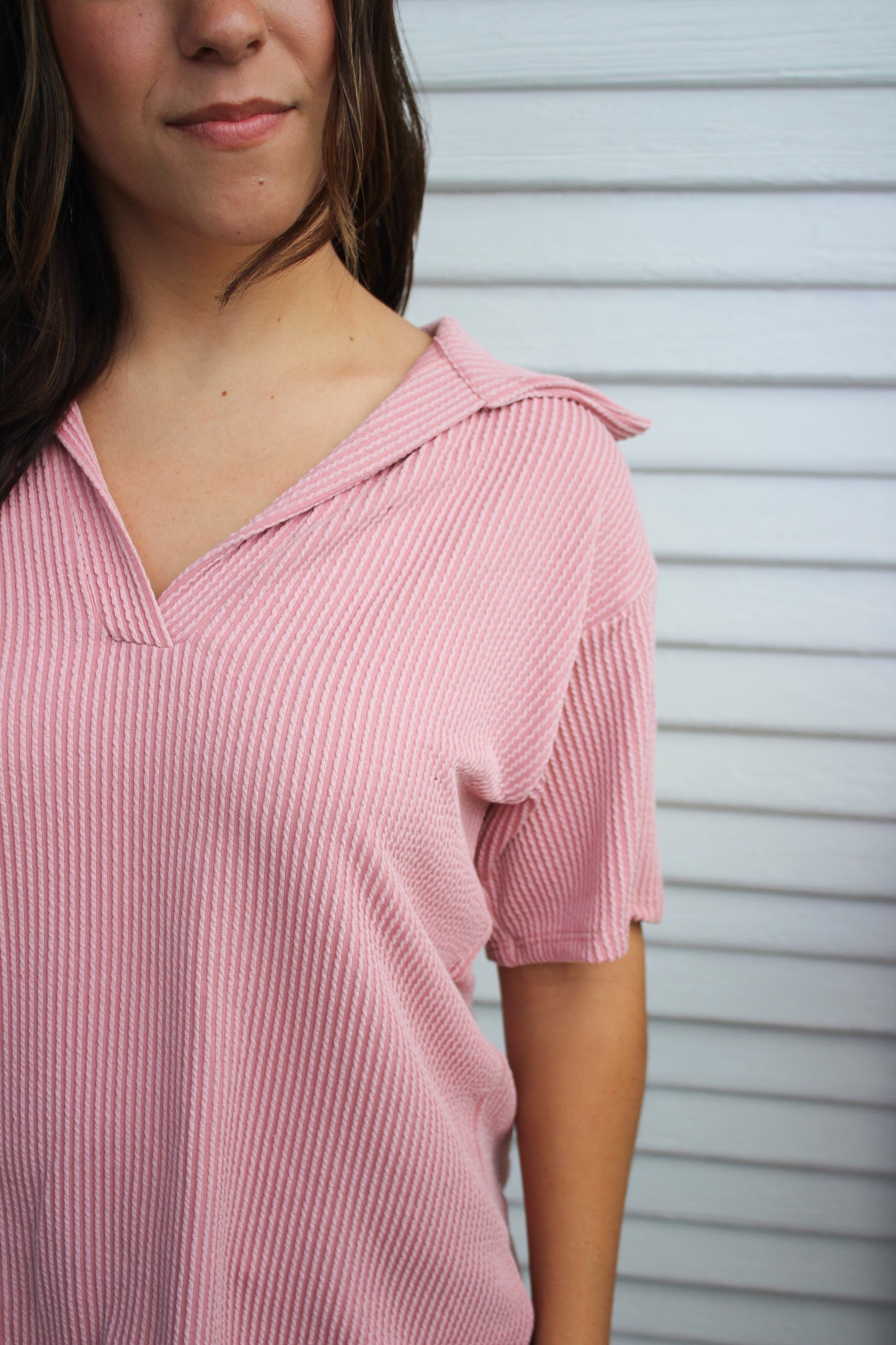 Ribbed Collar Top