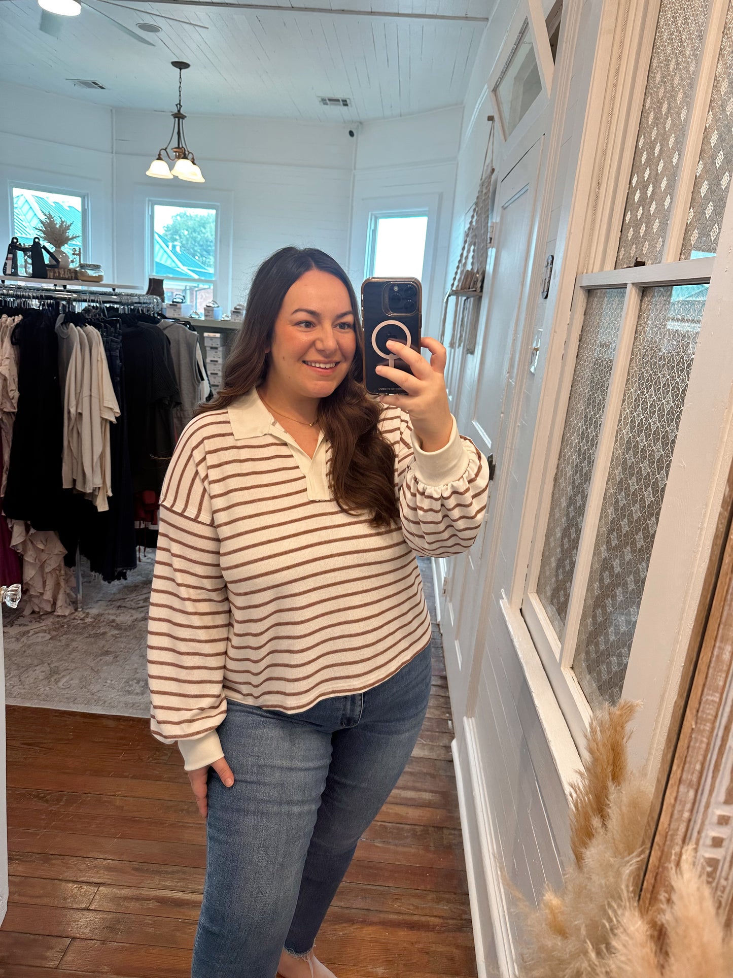 Striped Collared Top