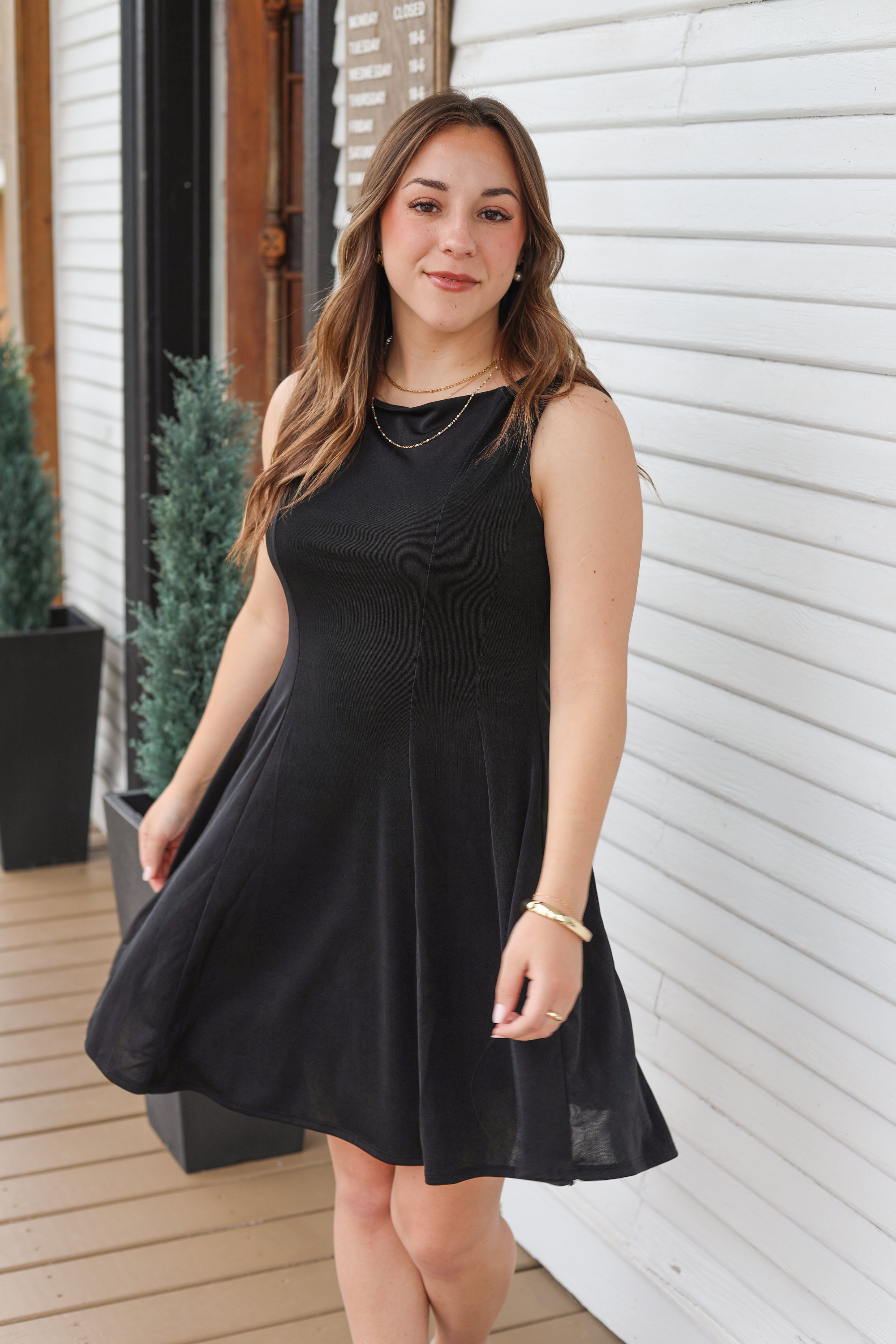 Boat Neck Mini Dress