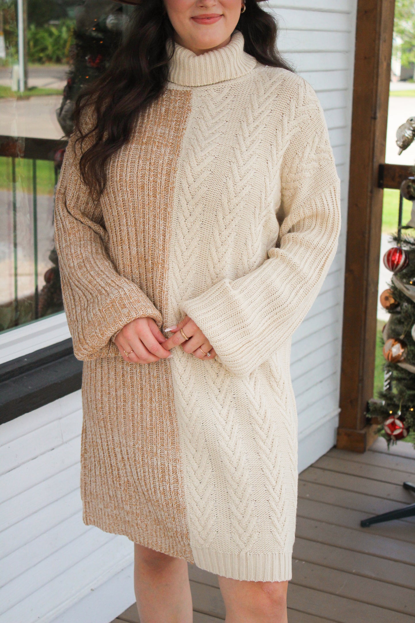 Two Tone Sweater Dress