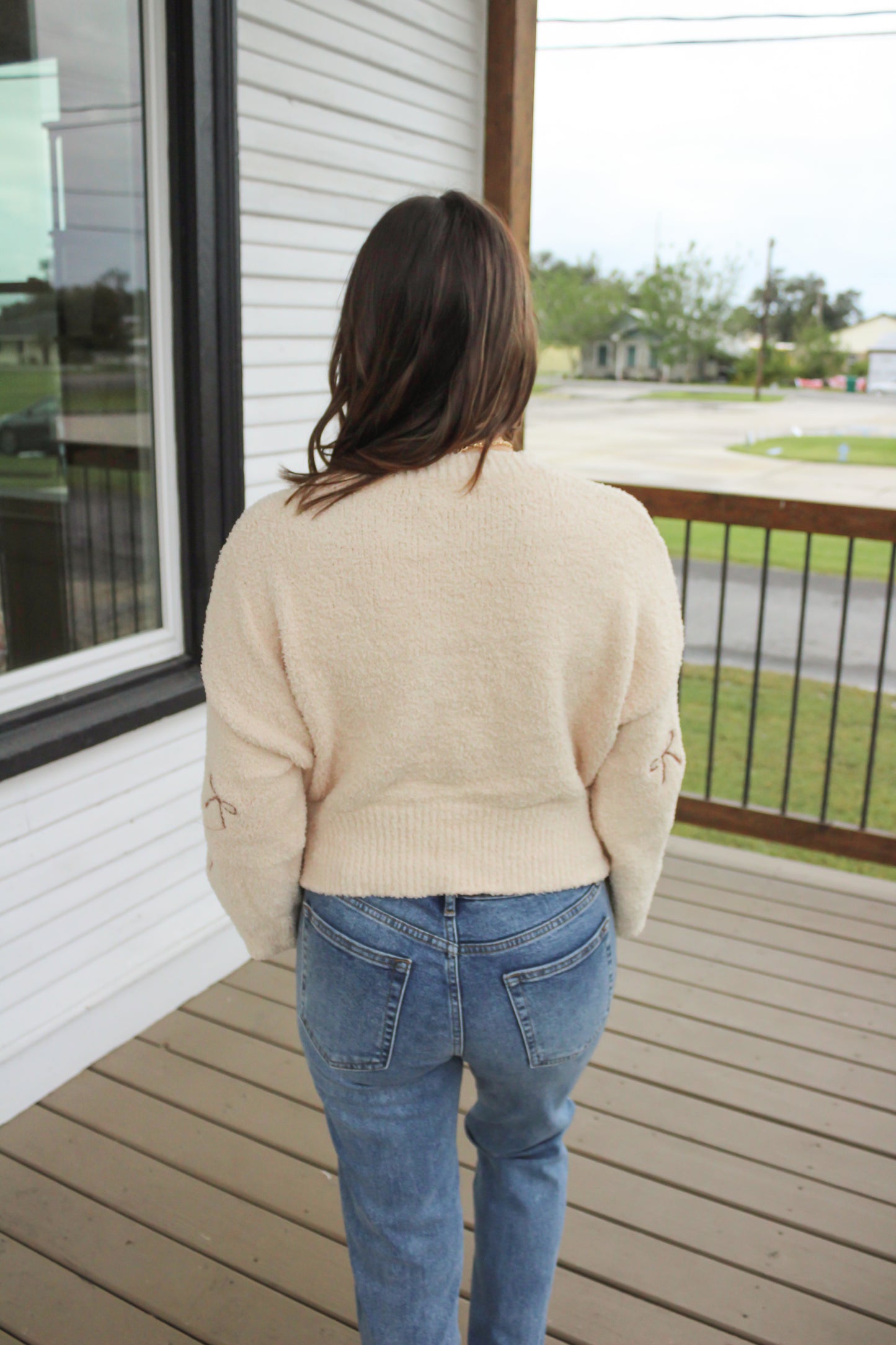 Fuzzy Bow Sweater