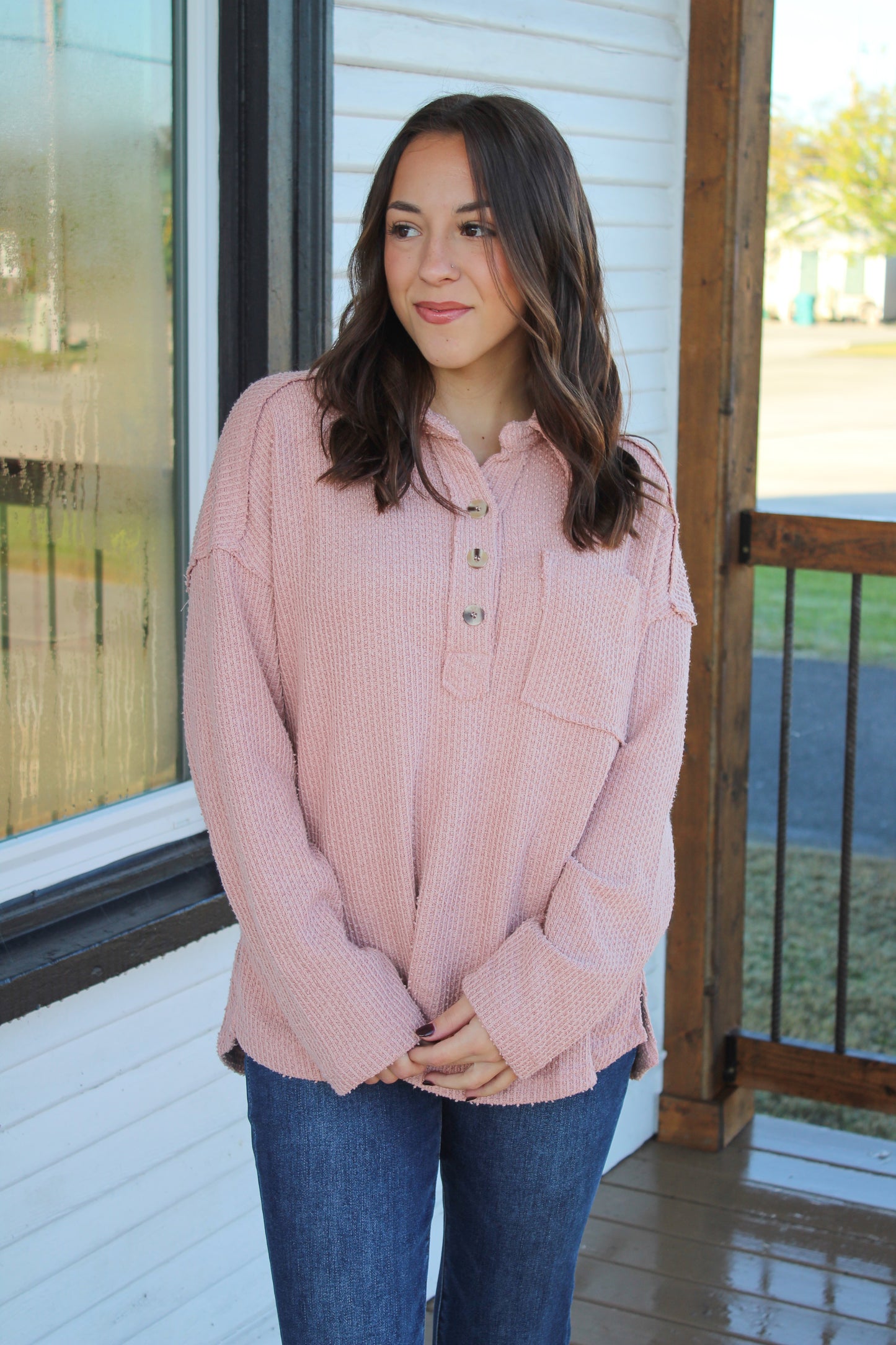 Blushing Henley Top