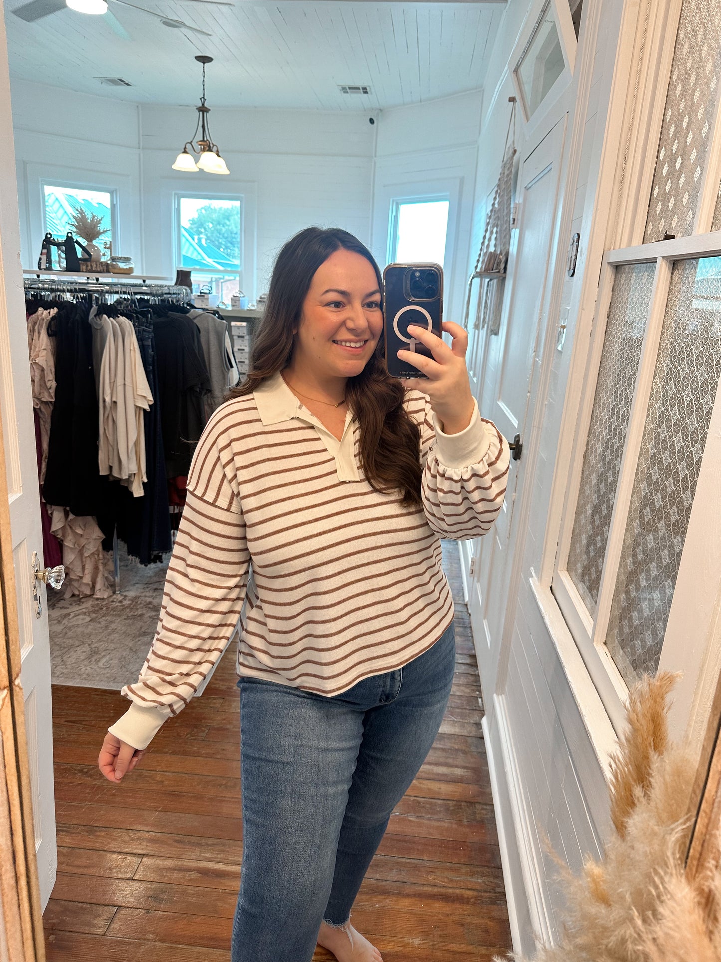 Striped Collared Top