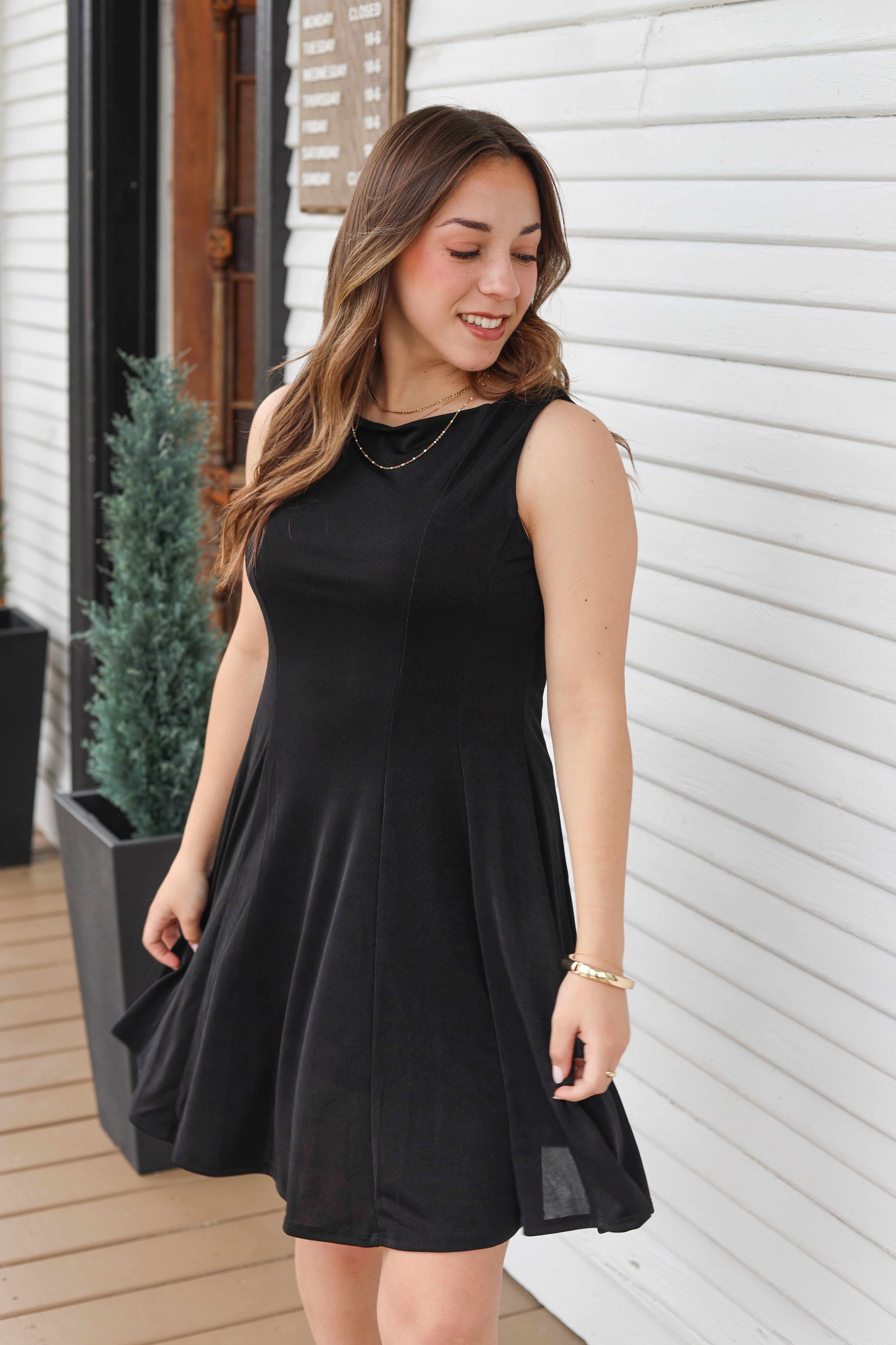 Boat Neck Mini Dress
