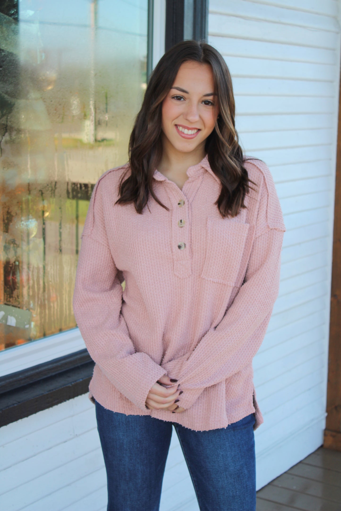 Blushing Henley Top