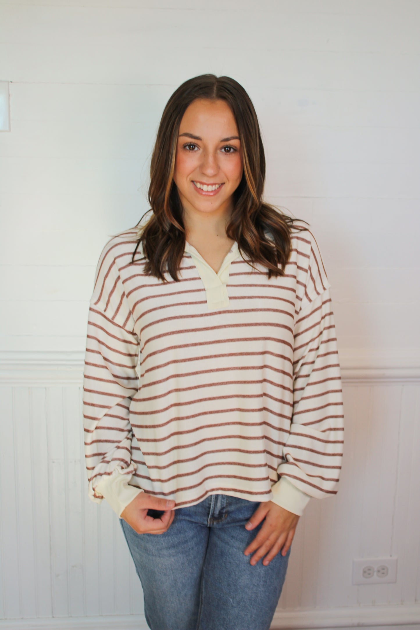 Striped Collared Top