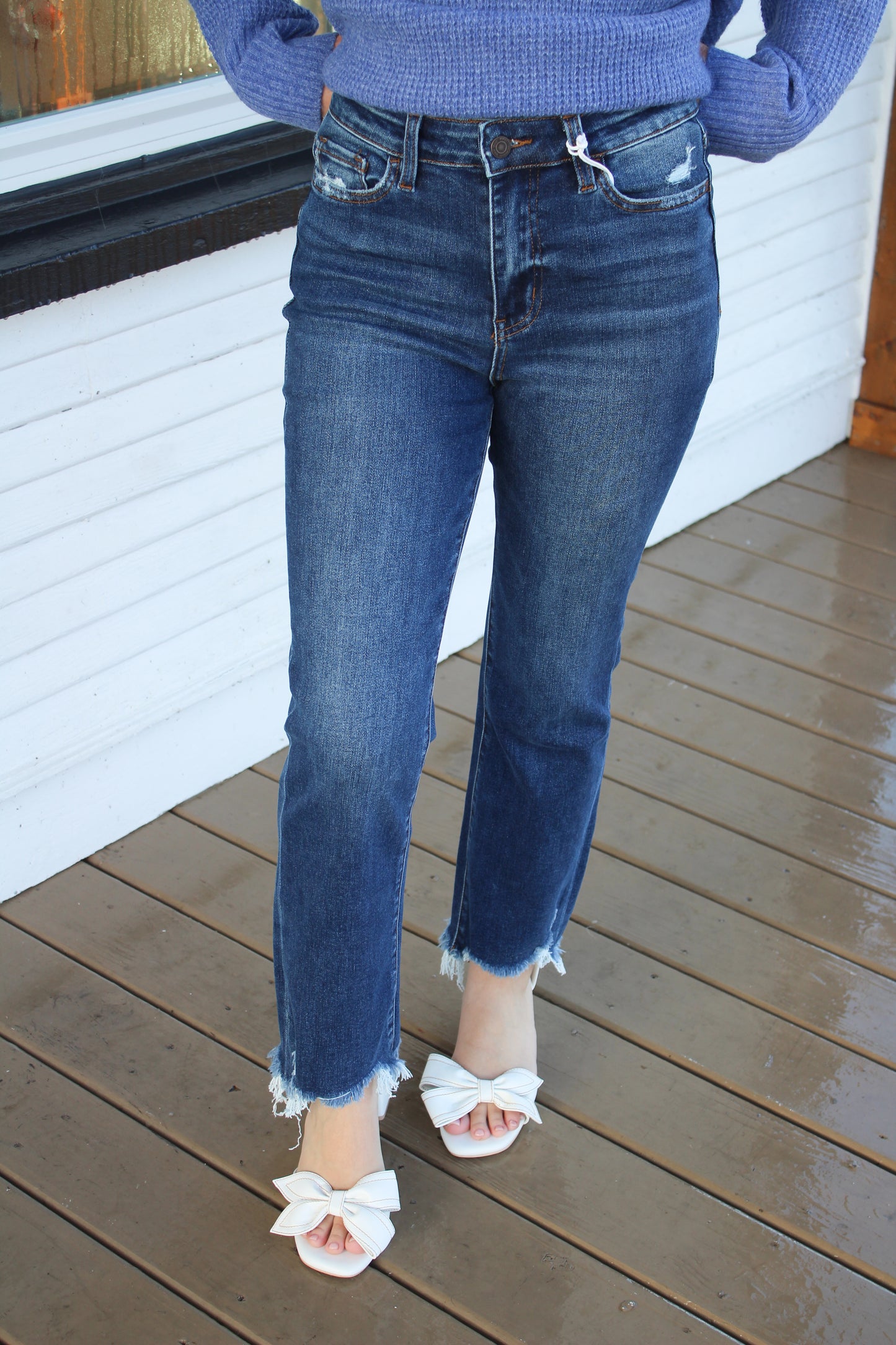 High Rise Ankle Flare Denim