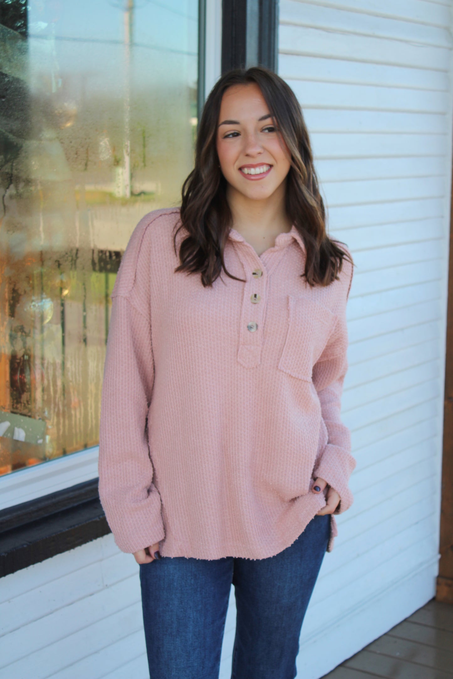 Blushing Henley Top