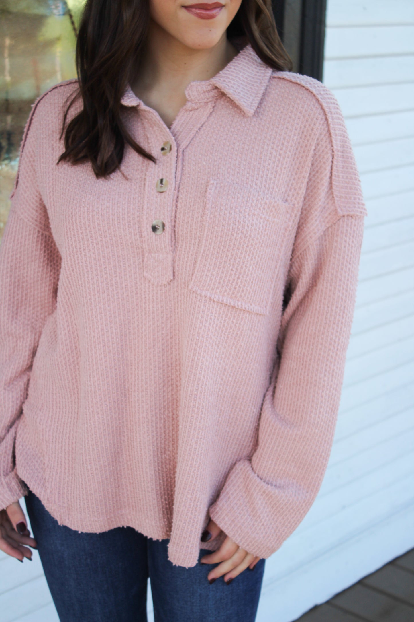 Blushing Henley Top