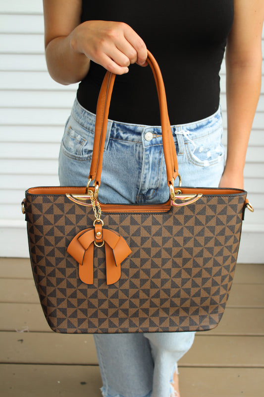 Bow Checkered Tote