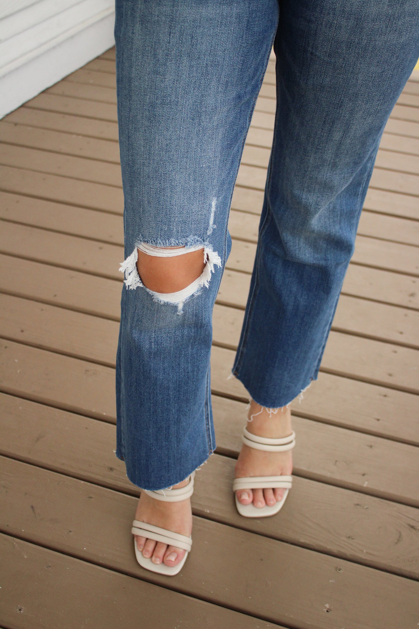 Cropped Kick Flare Denim