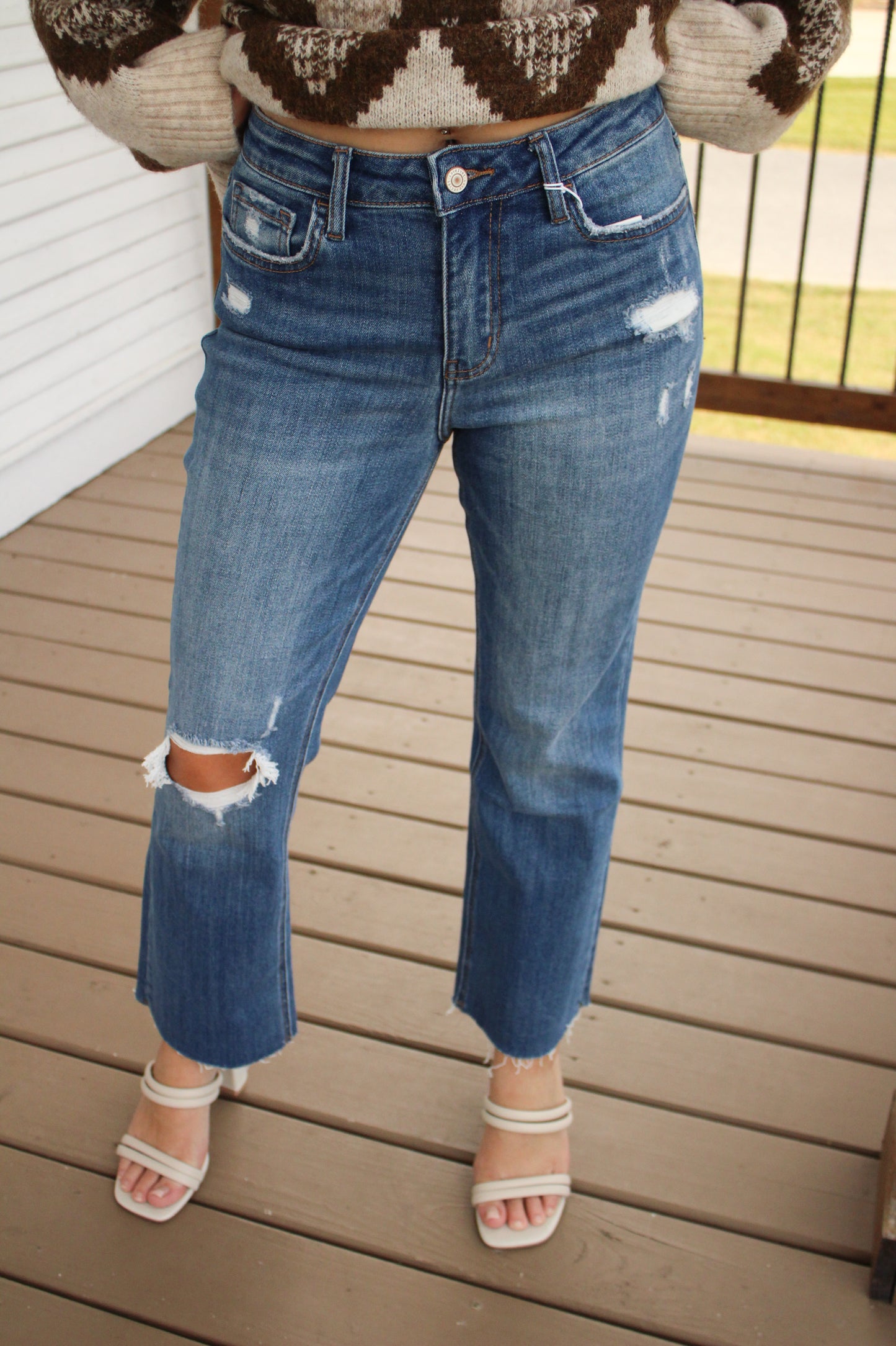 Cropped Kick Flare Denim