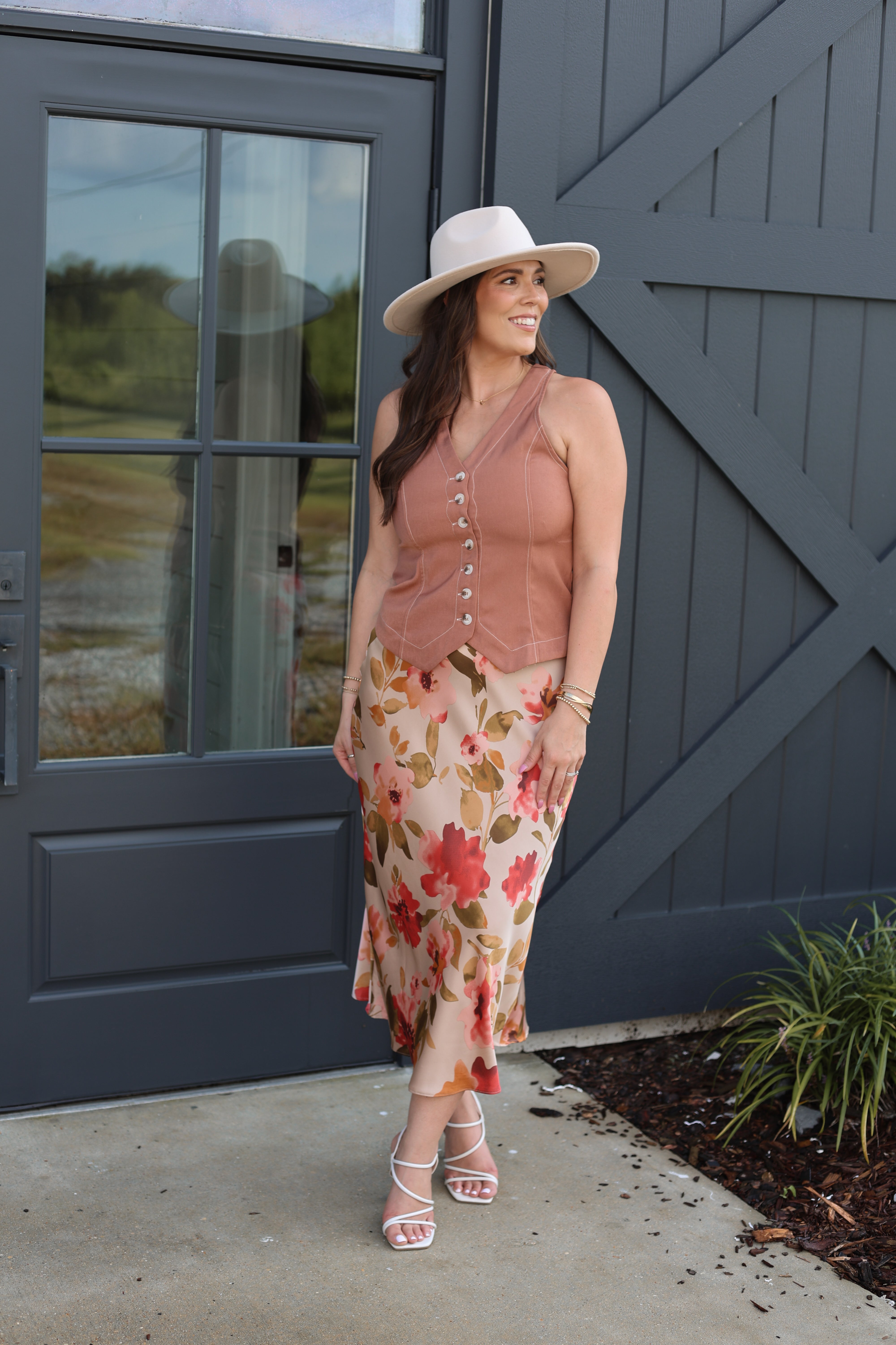 Satin Floral Maxi Skirt – White Oak Boutique