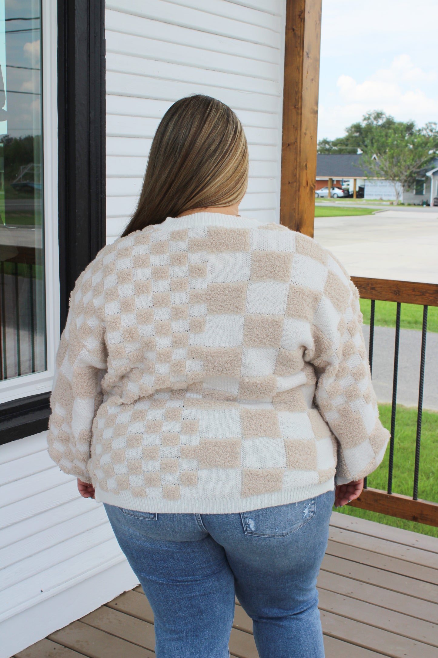 Knit Checkers Pullover - P