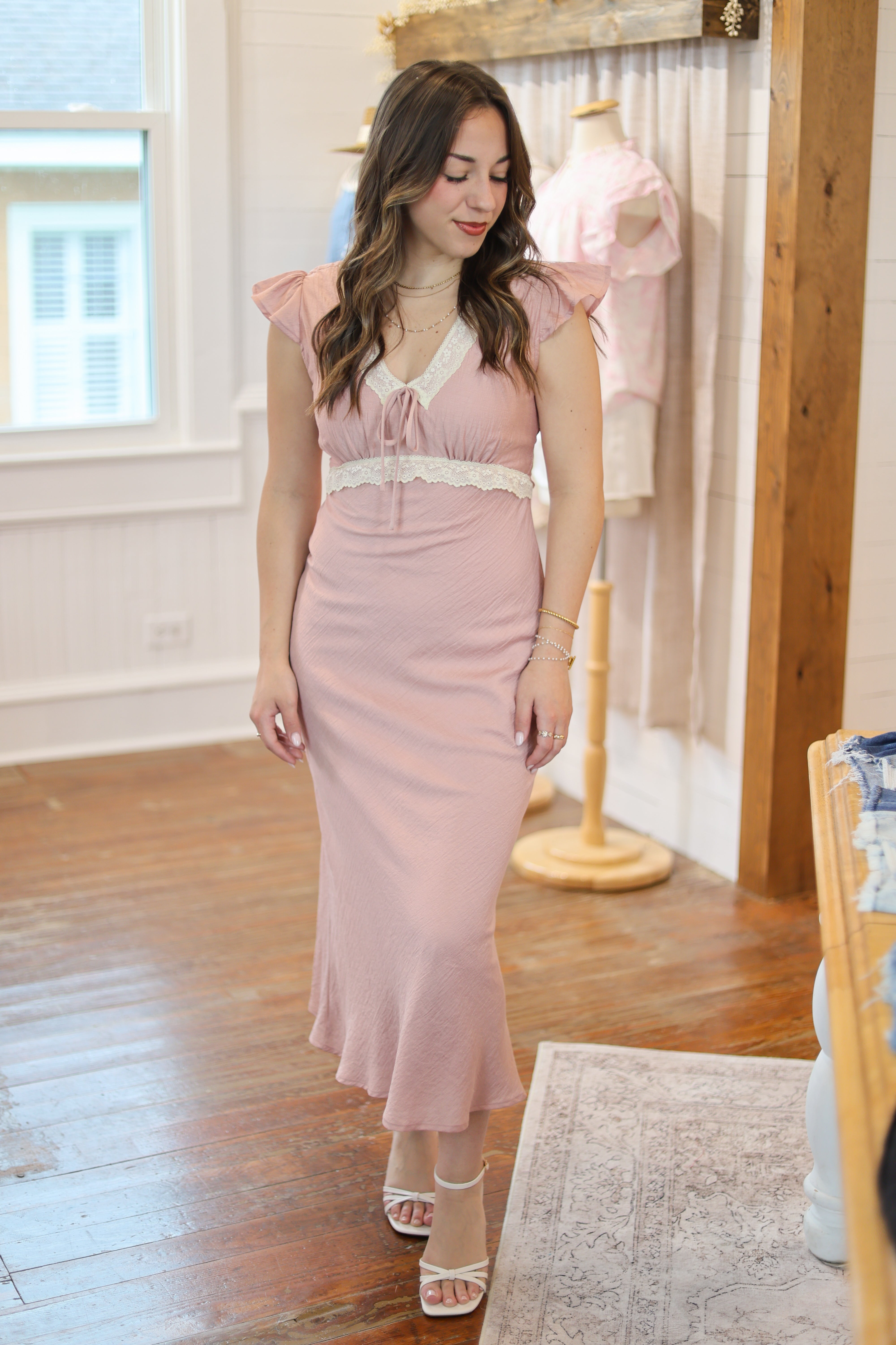 dainty midi dress Do a Double Take Cream Midi Dress